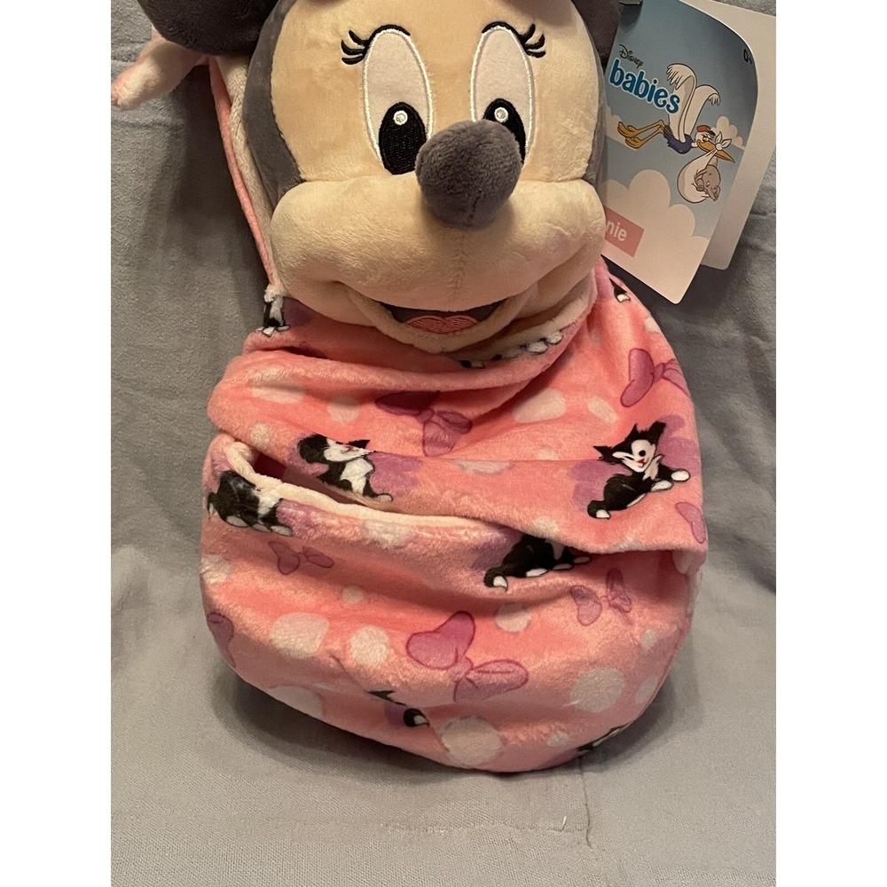 NEW Walt Disney Babies Minnie Mouse Pouch Blanket w/ Figaro Plush Stuffed Toy - Picture 3 of 6